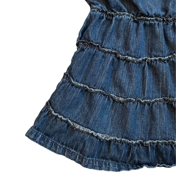 Paper denim & cloth denim tiered ruffle dress with puff sleeves, Sz 24M - Picture 3 of 11